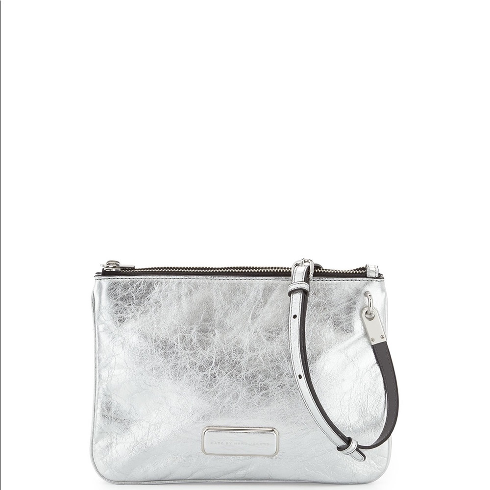 Marc Jacobs Double Percy Silver Crossbody Bag